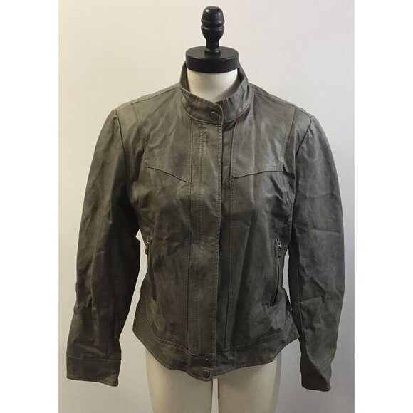 Womans Bernardo Grey Motorcycle Jacket size L - Picture 1 of 2